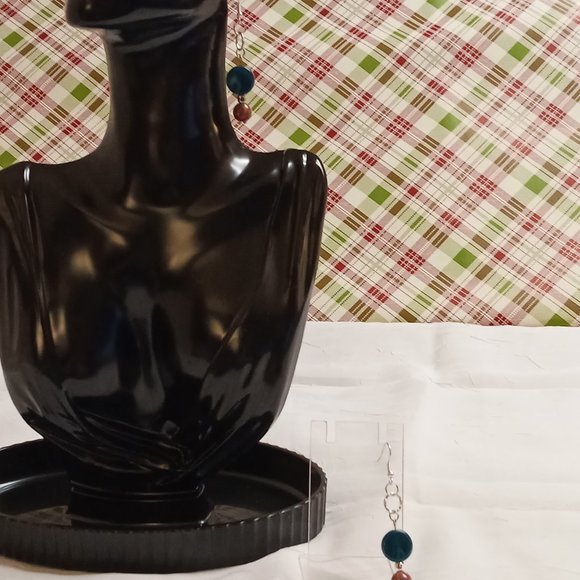 Steel Homemade Hand Crafted Dangle Earrings with Synthetic Stones #59 - Picture 3 of 12